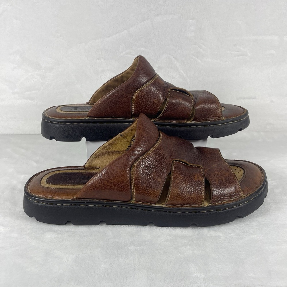 Born Sandals Slides Men's Size 12 Brown Leather Handcrafted Comfort Casual